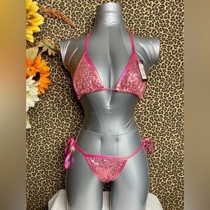 🦋B2G1🦋MIDNIGHT BALLERINA Sequin Tri-Top & Scrunch Back Bikini Dance Wear